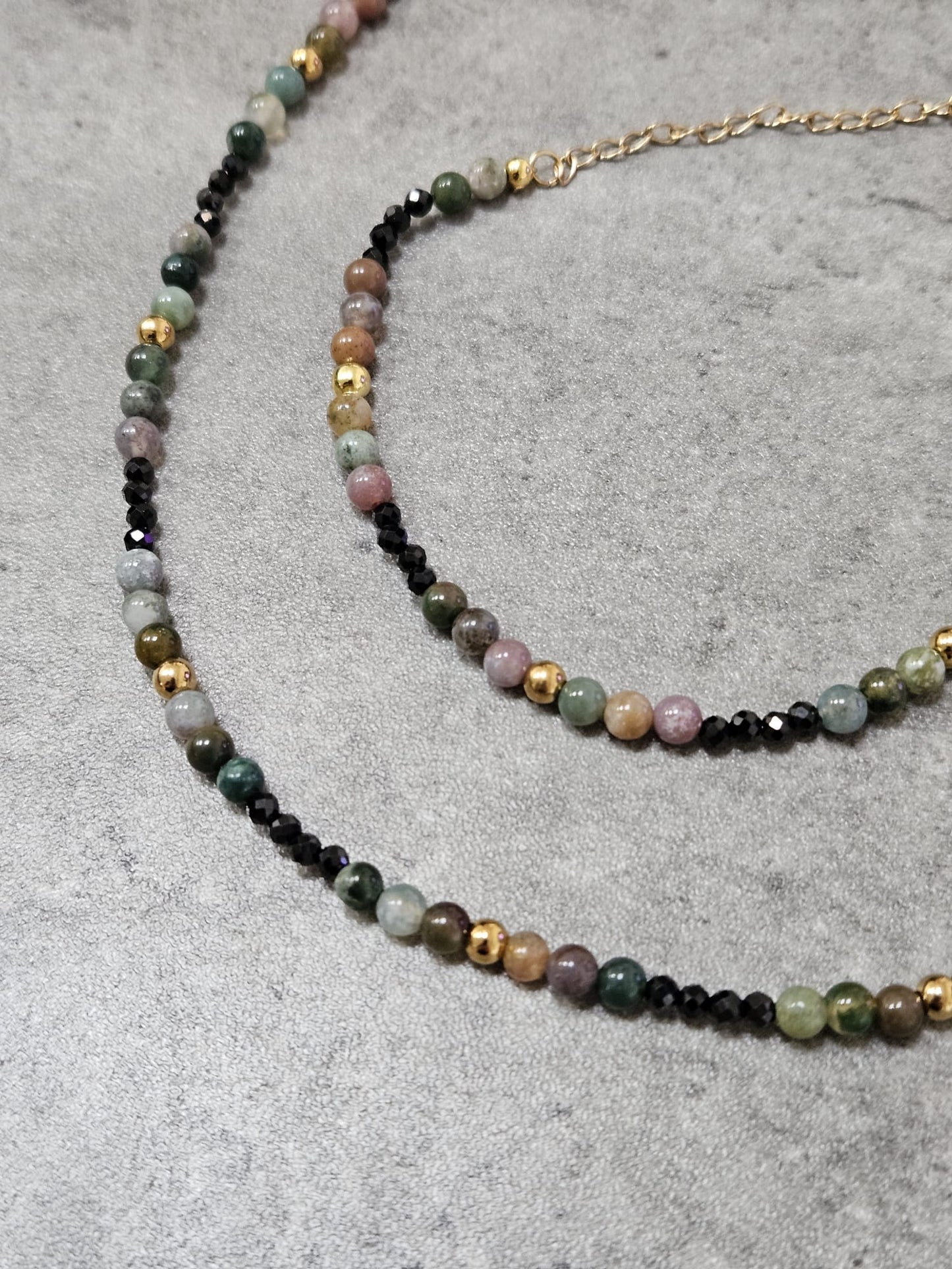 Parure Jeanne - Agate indienne et Spinelle Noire
