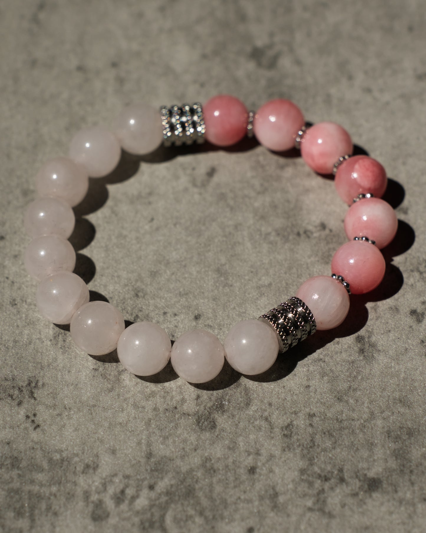 Bracelet Amor - Opale Rose et Quartz rose