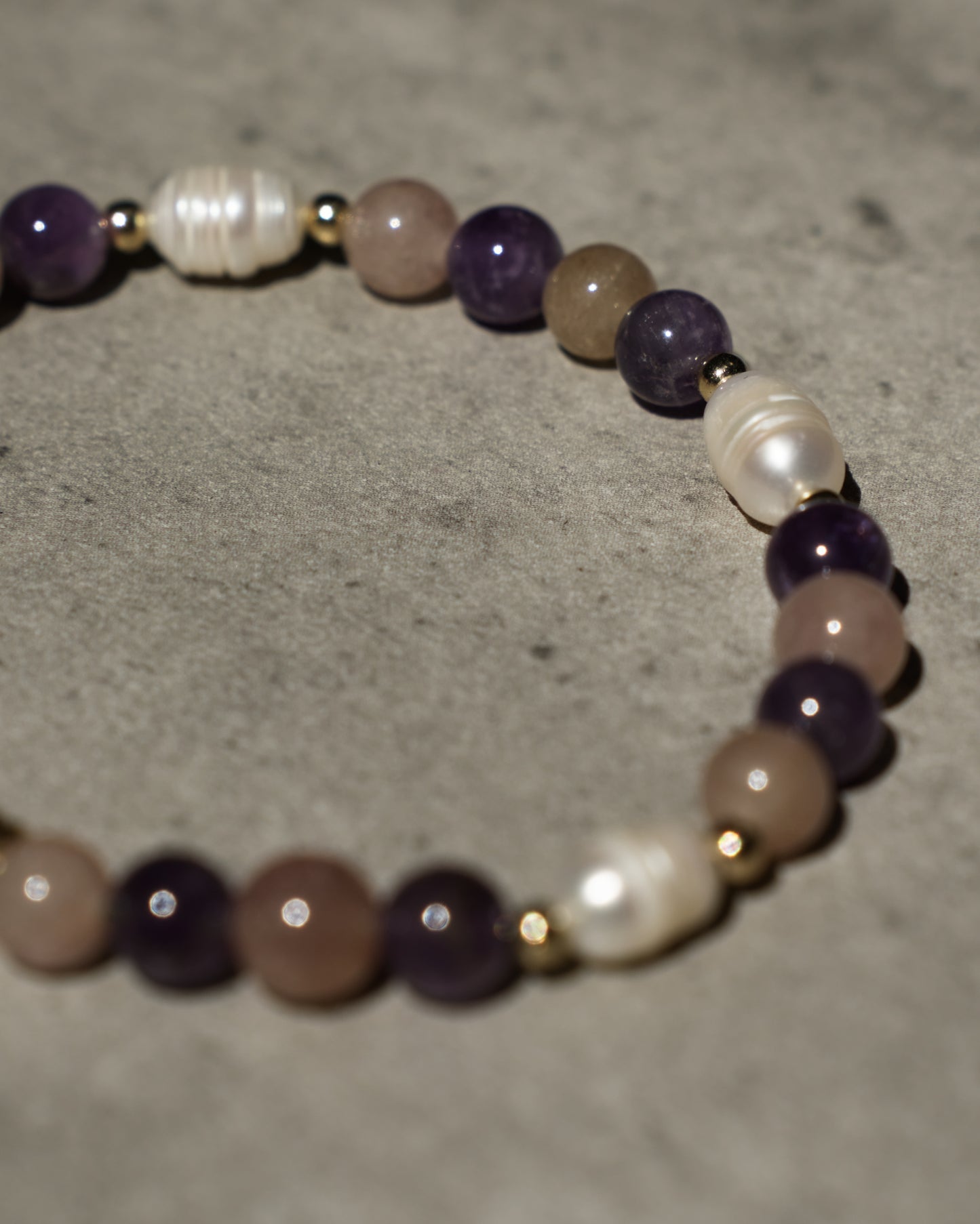 Bracelet Perle - Améthyste et Quartz Fraise