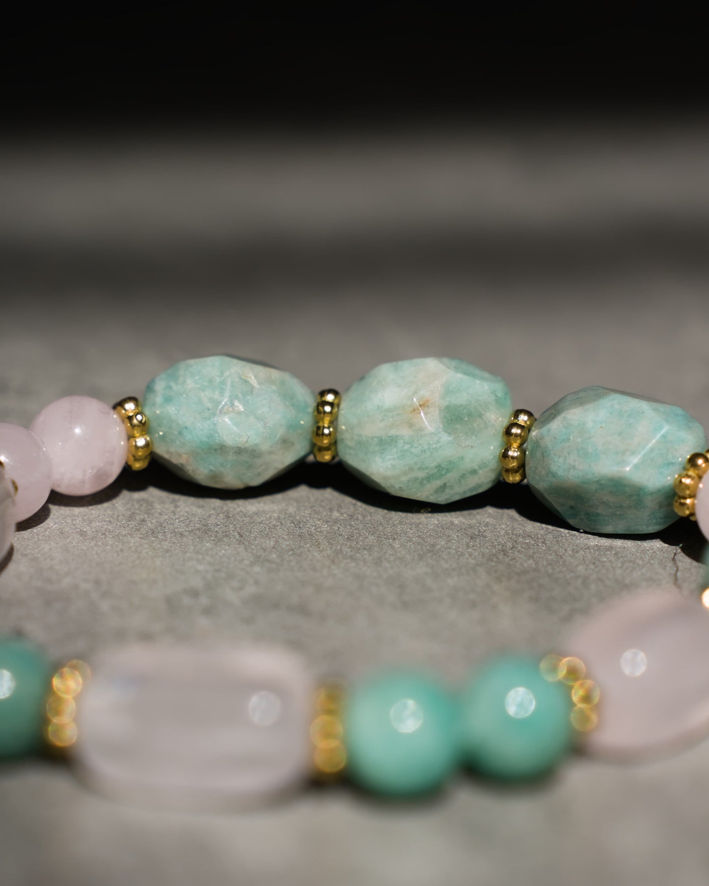 Bracelet Alanda - Quartz rose et Amazonite