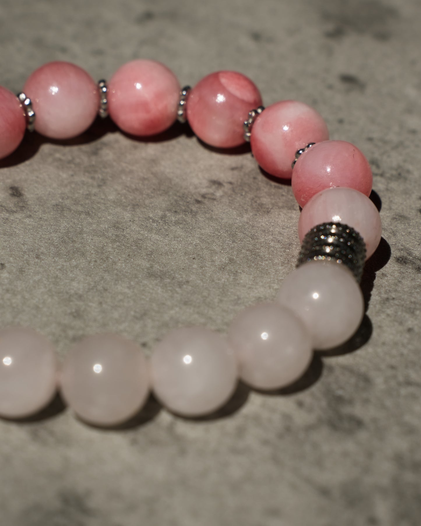 Bracelet Amor - Opale Rose et Quartz rose