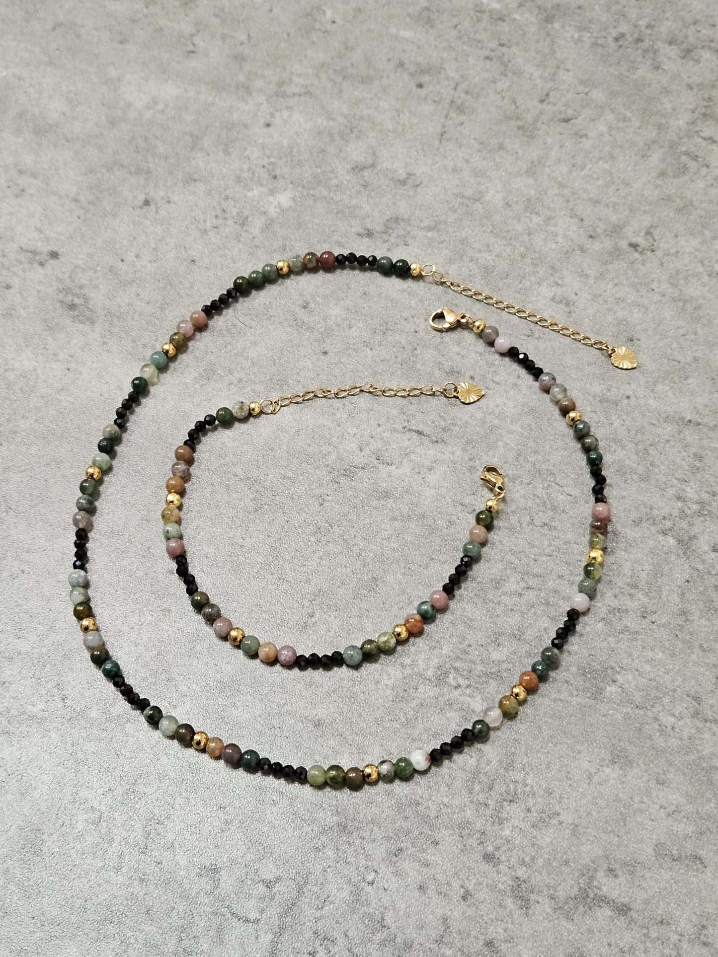 Parure Jeanne - Agate indienne et Spinelle Noire