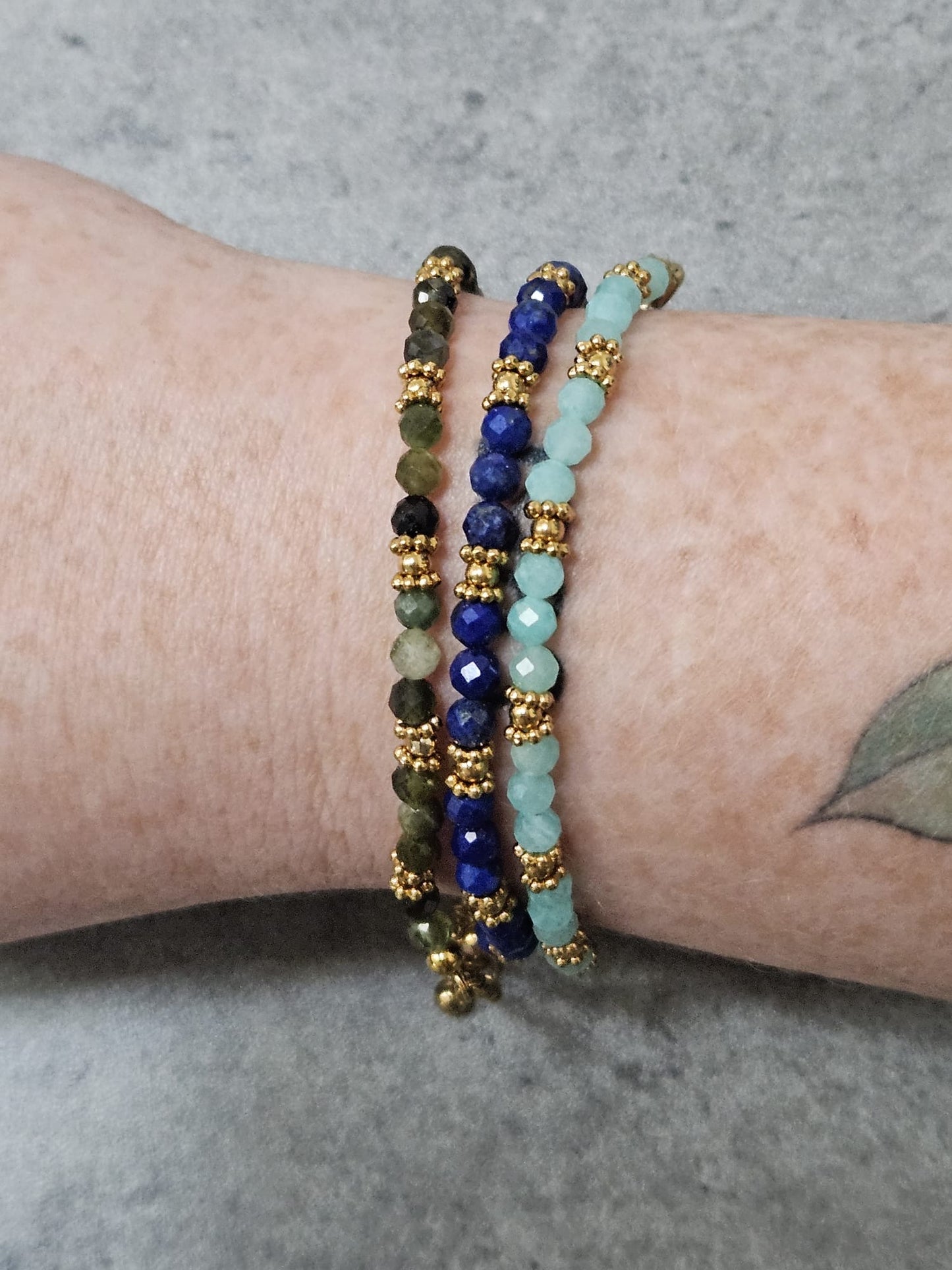 Bracelet Olivia - Tourmaline verte , Lapis Lazuli ou Amazonite