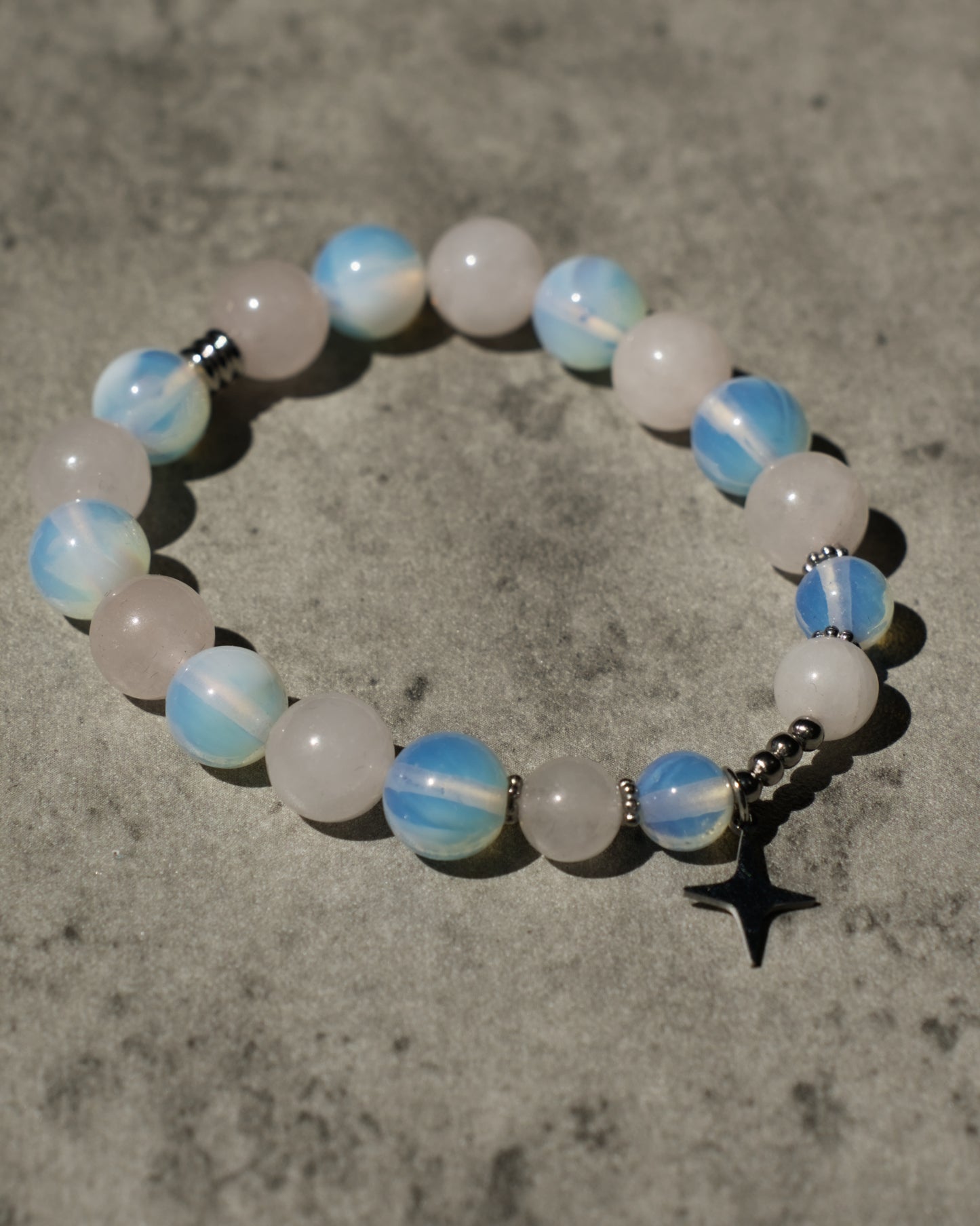 Bracelet Étoile - Pierre de Lune et Quartz Rose