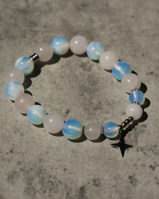 Bracelet Étoile - Pierre de Lune et Quartz Rose