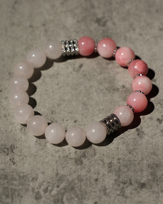 Bracelet Amor - Opale Rose et Quartz rose
