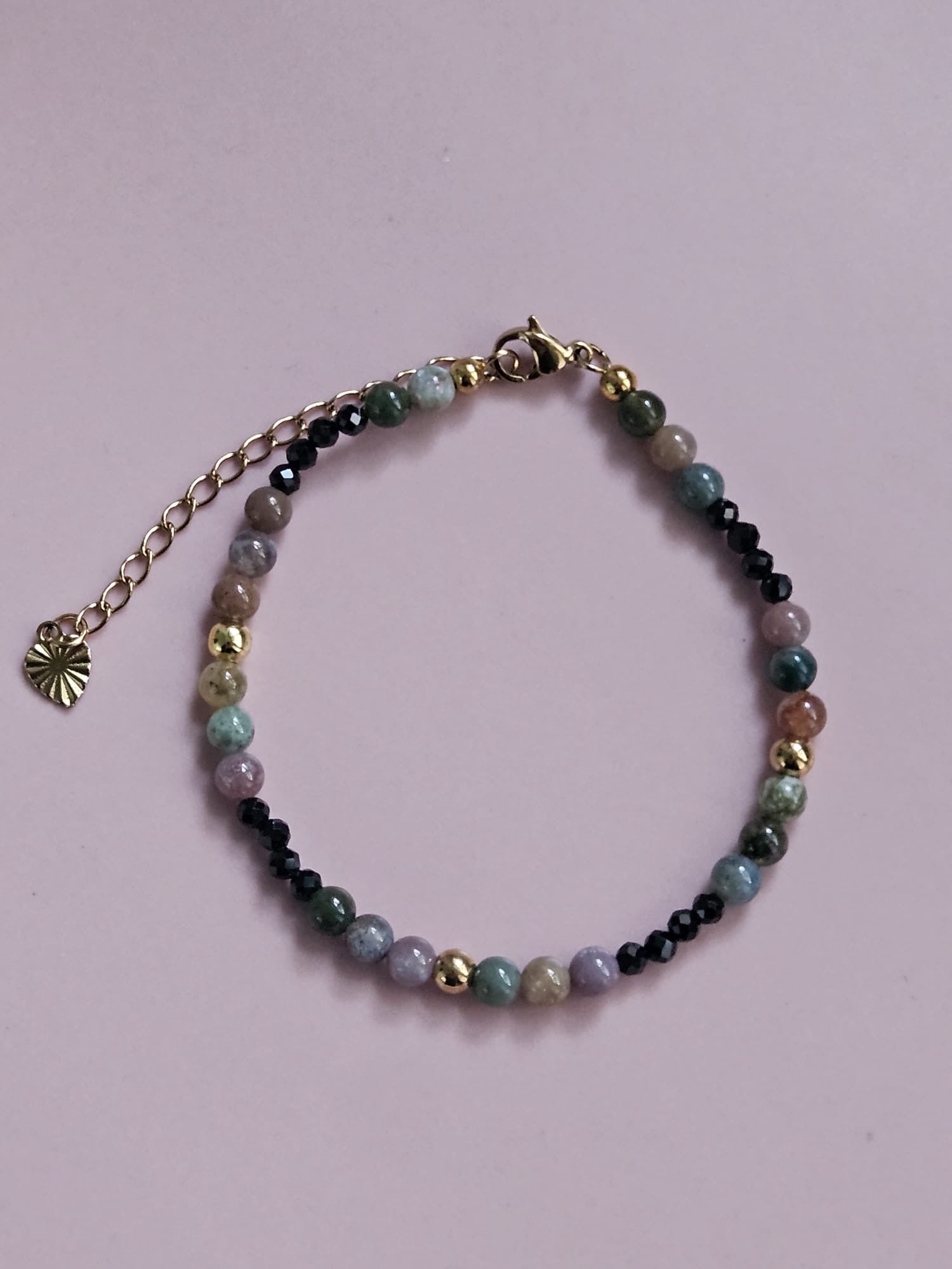 Parure Jeanne - Agate indienne et Spinelle Noire