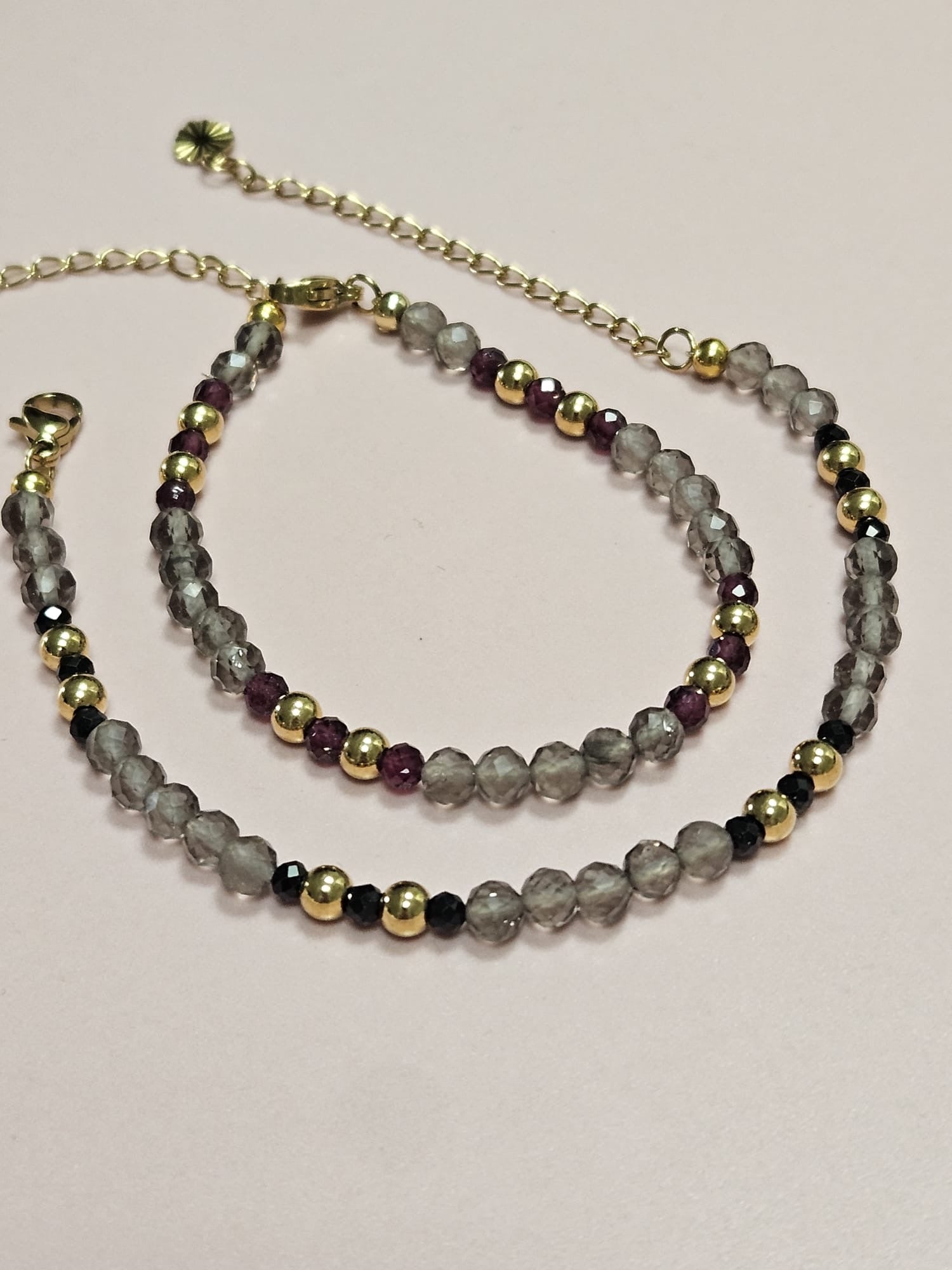 Bracelet Noma - Quartz fumé et Spinelle Noire ou Grenat Rouge