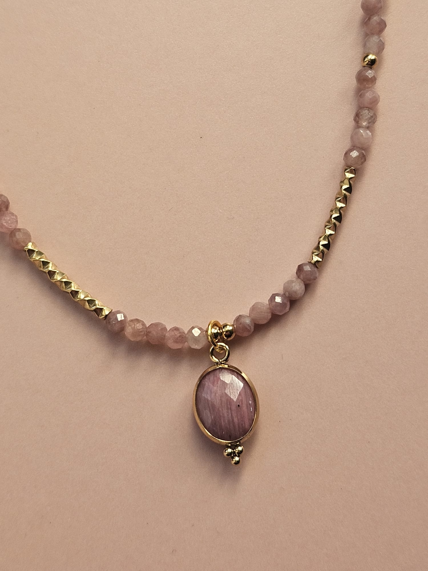 Bracelet Gloria - Améthyste ou Tourmaline Rose/Rhodonite