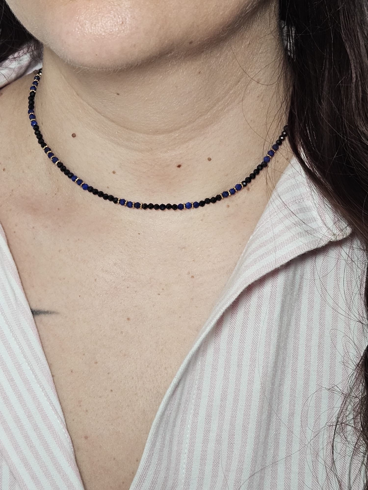 Parure Loli - Spinelle Noire et Lapis Lazuli