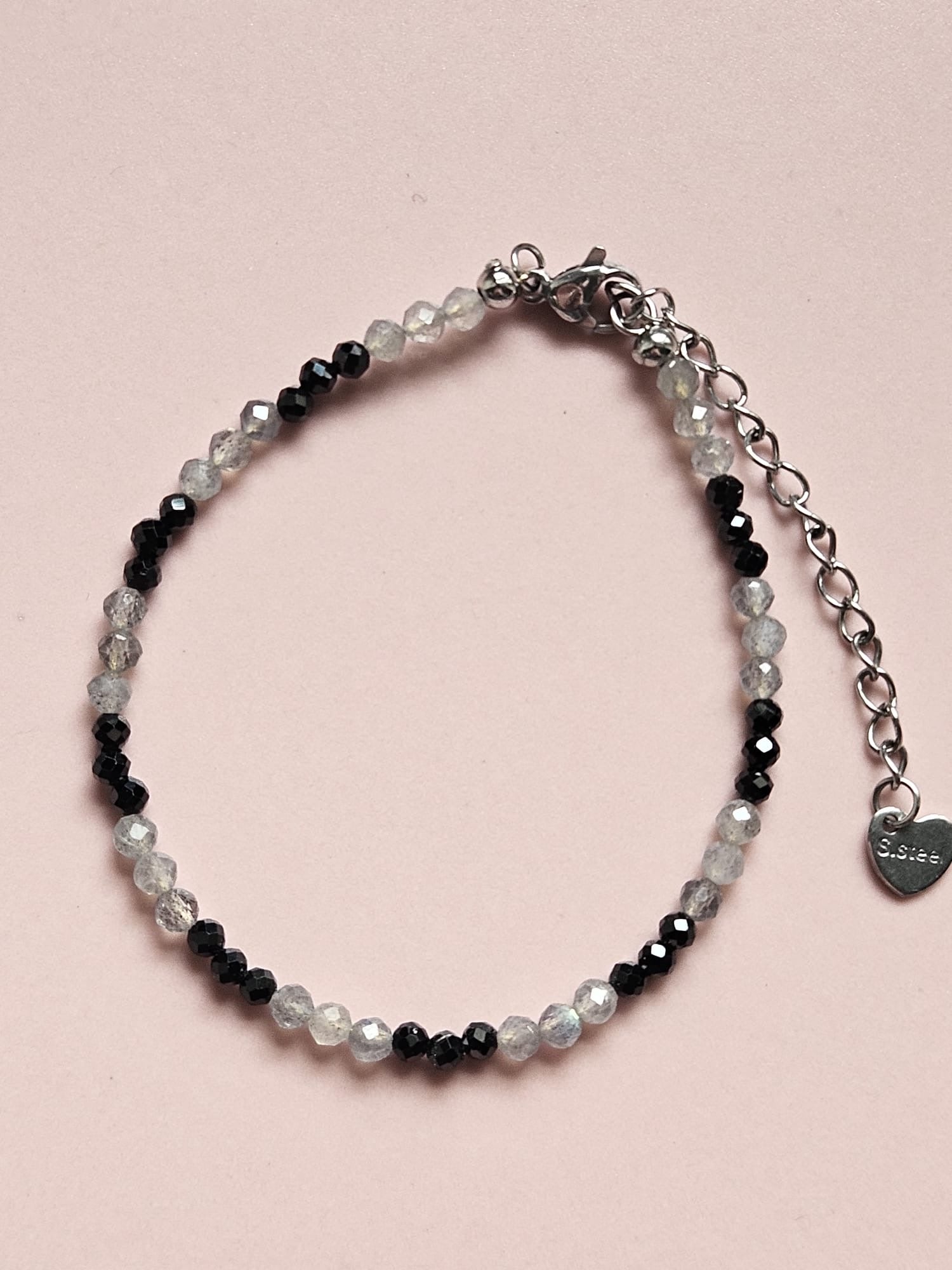 Bracelet Kaïa - Labradorite et Spinelle noire