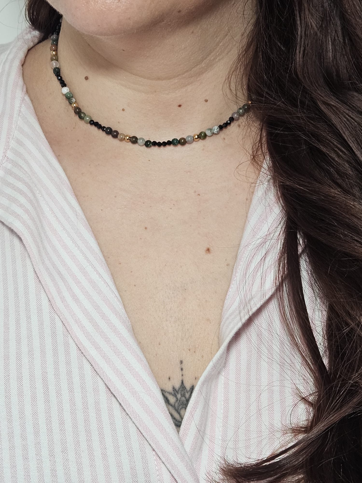 Parure Jeanne - Agate indienne et Spinelle Noire