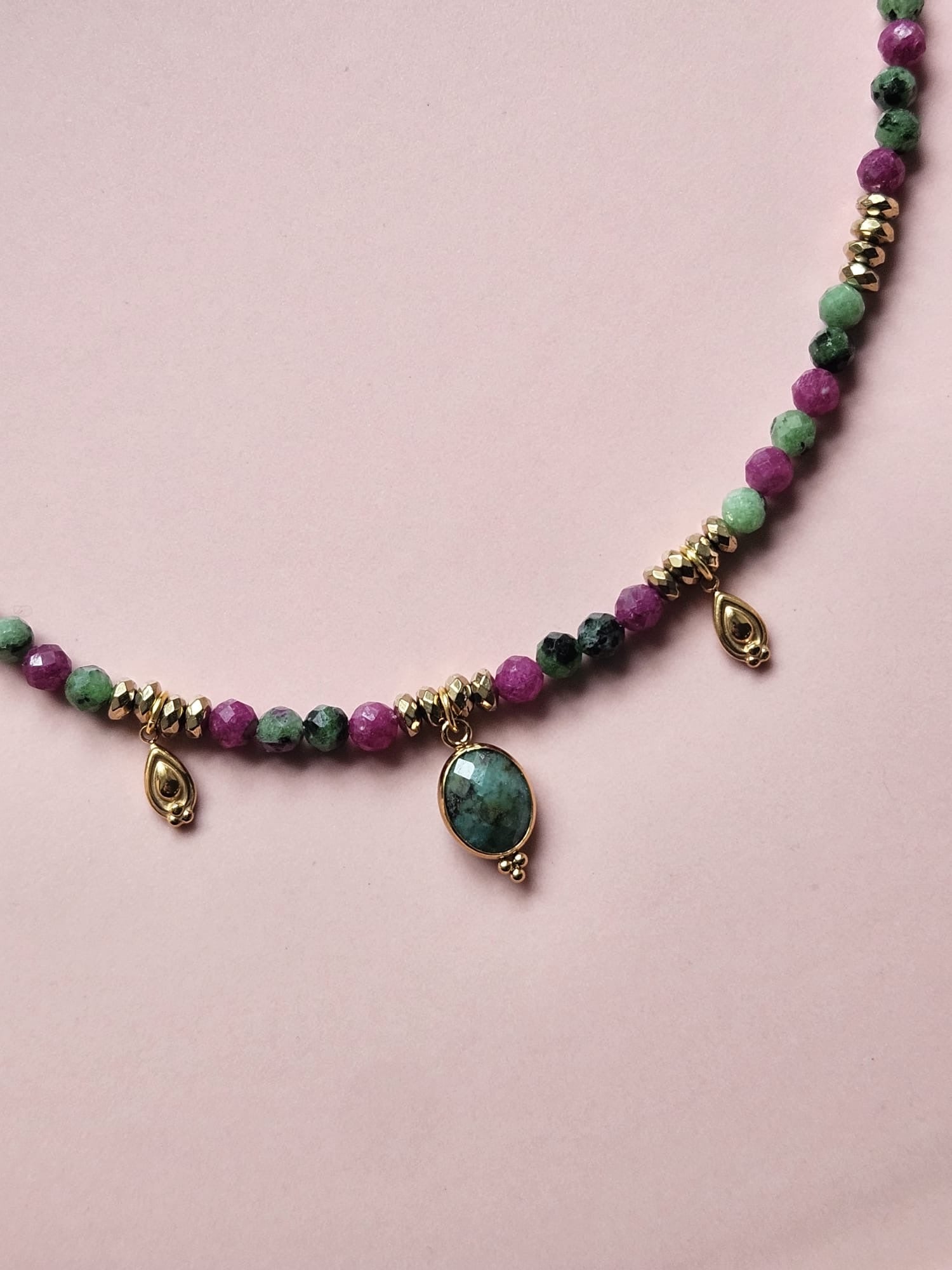 Collier Divina - Rubis zoisite et Turquoise Africaine