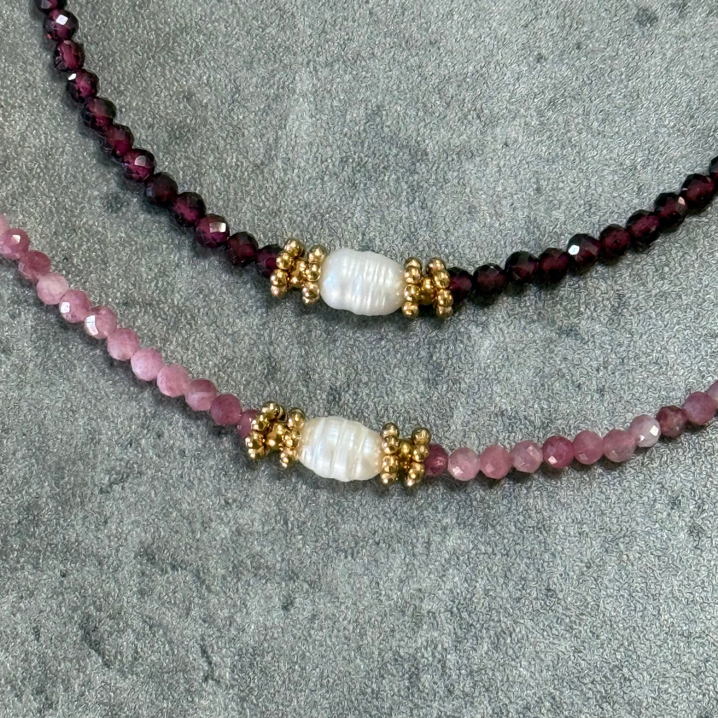 Bracelet Perla - Grenat rouge ou Tourmaline Rose