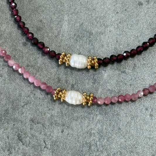 Bracelet Perla - Grenat rouge ou Tourmaline Rose