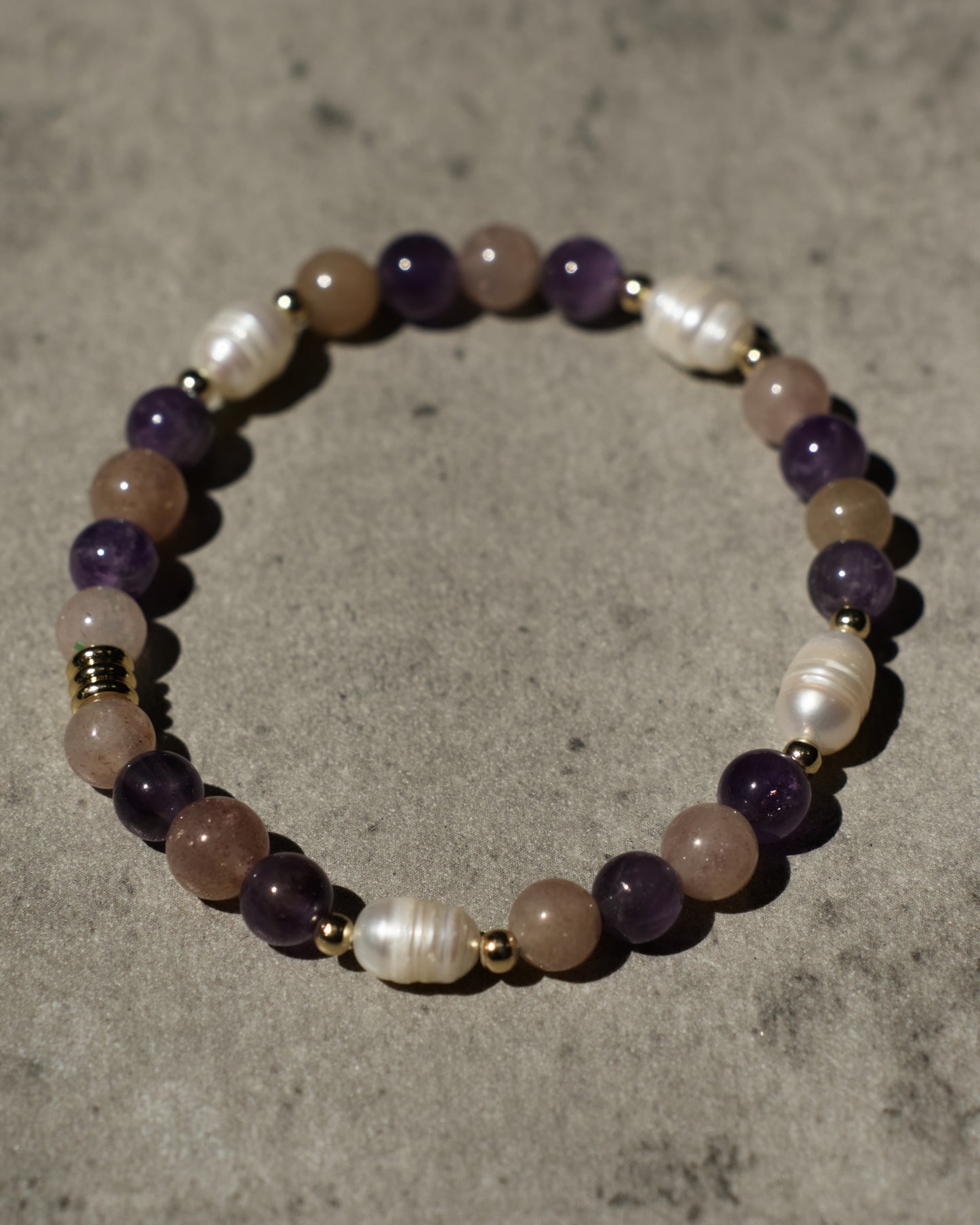 Bracelet Perle - Améthyste et Quartz Fraise