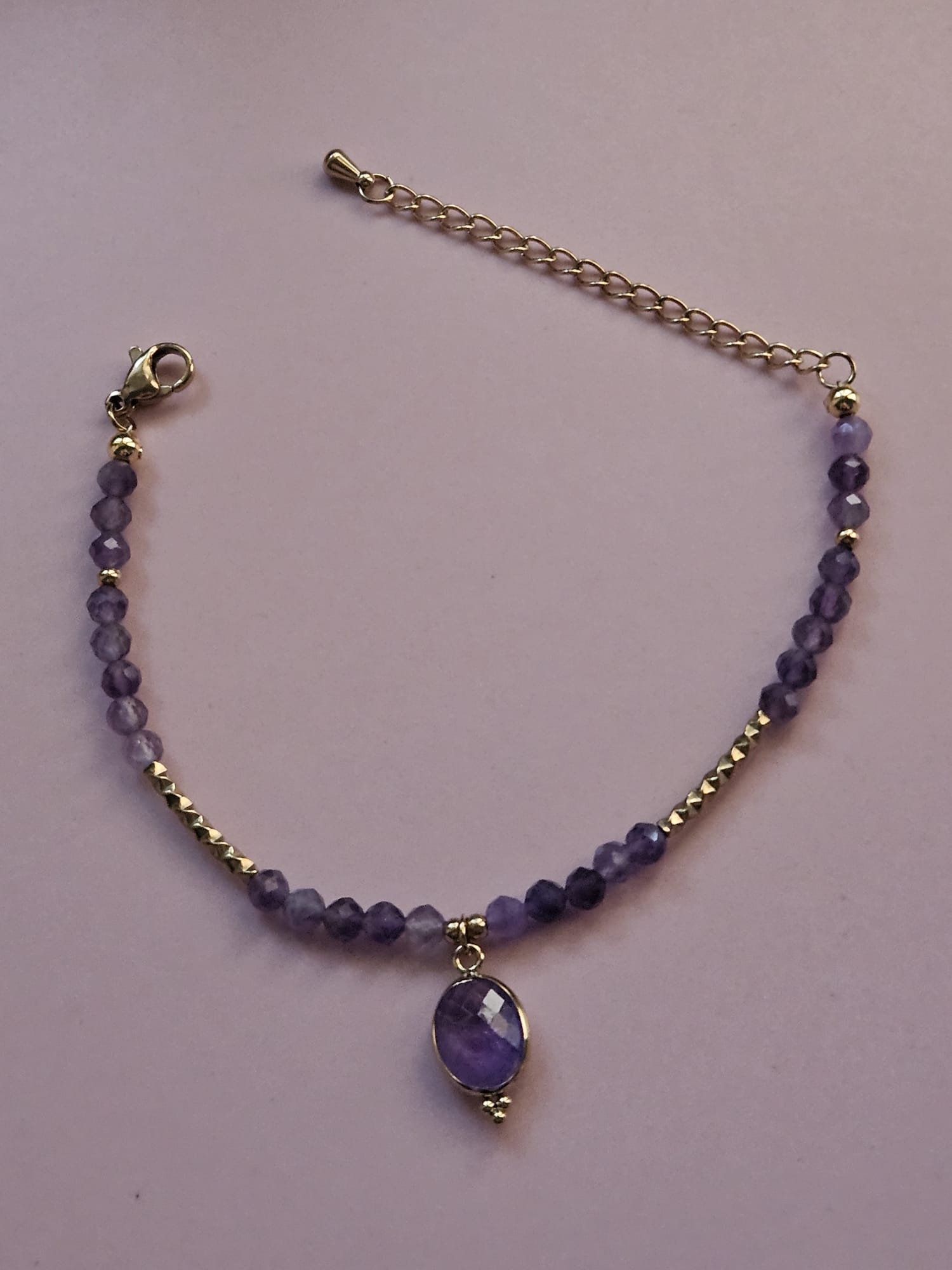 Bracelet Gloria - Améthyste ou Tourmaline Rose/Rhodonite