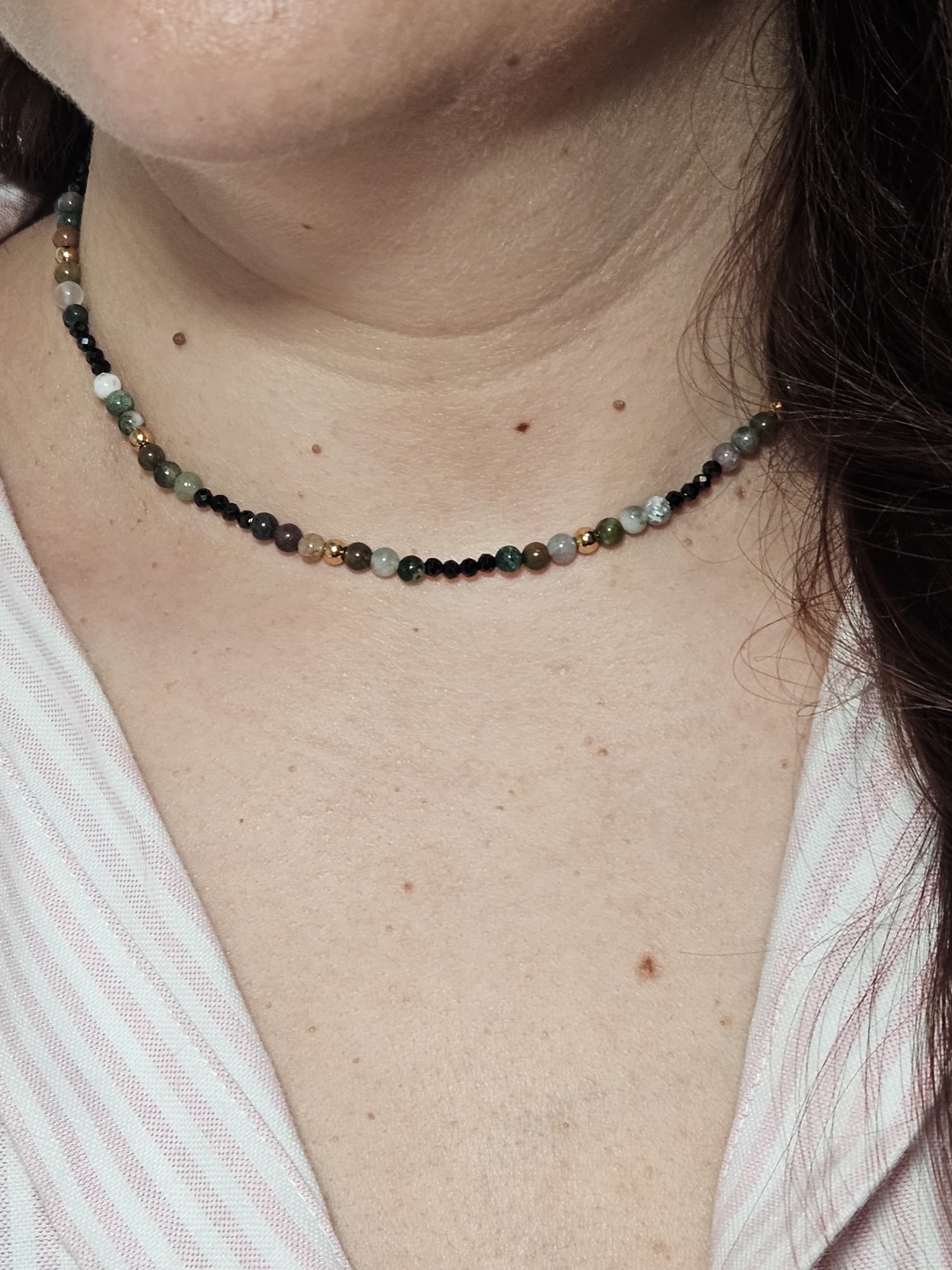 Parure Jeanne - Agate indienne et Spinelle Noire