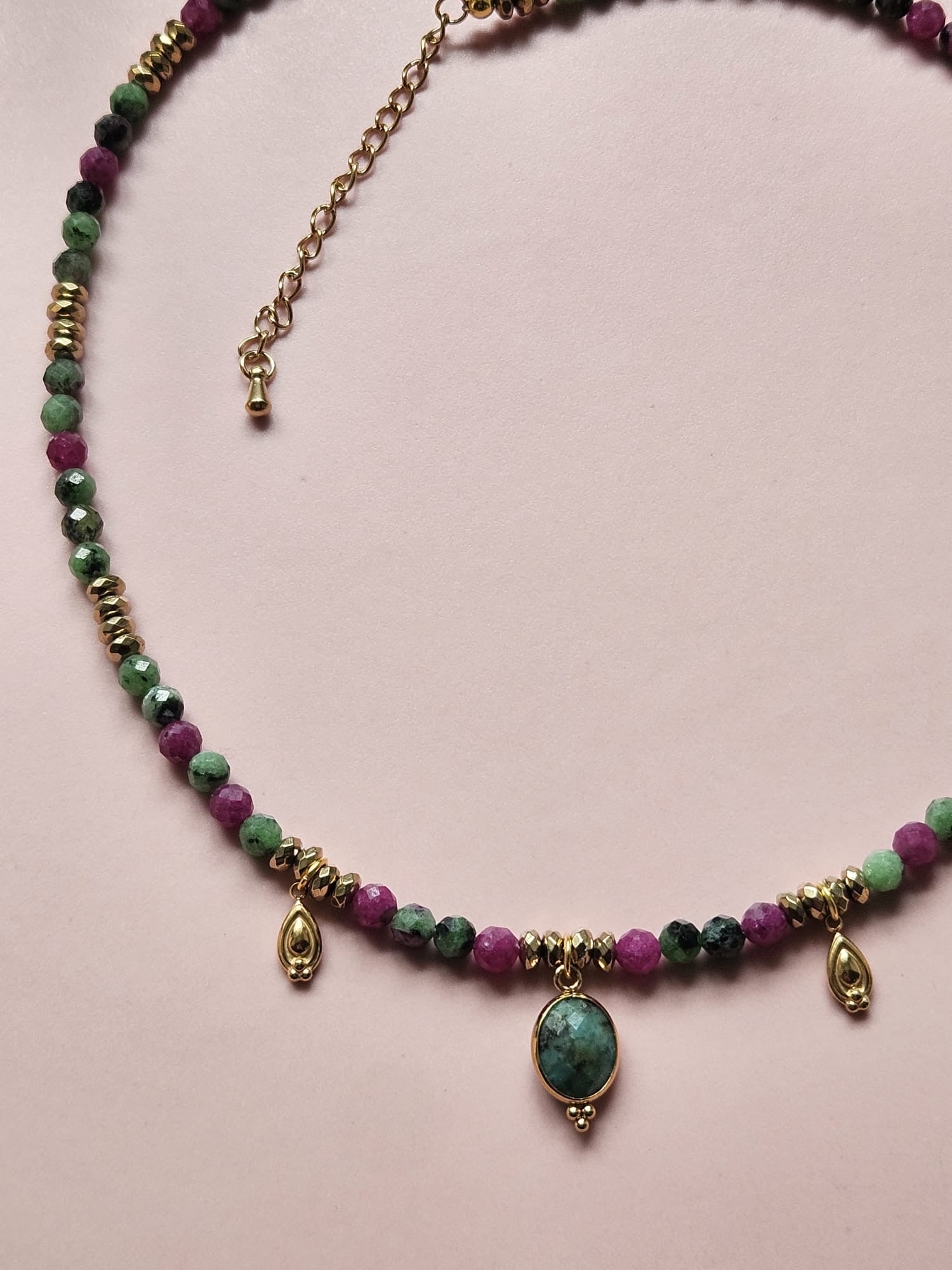 Collier Divina - Rubis zoisite et Turquoise Africaine