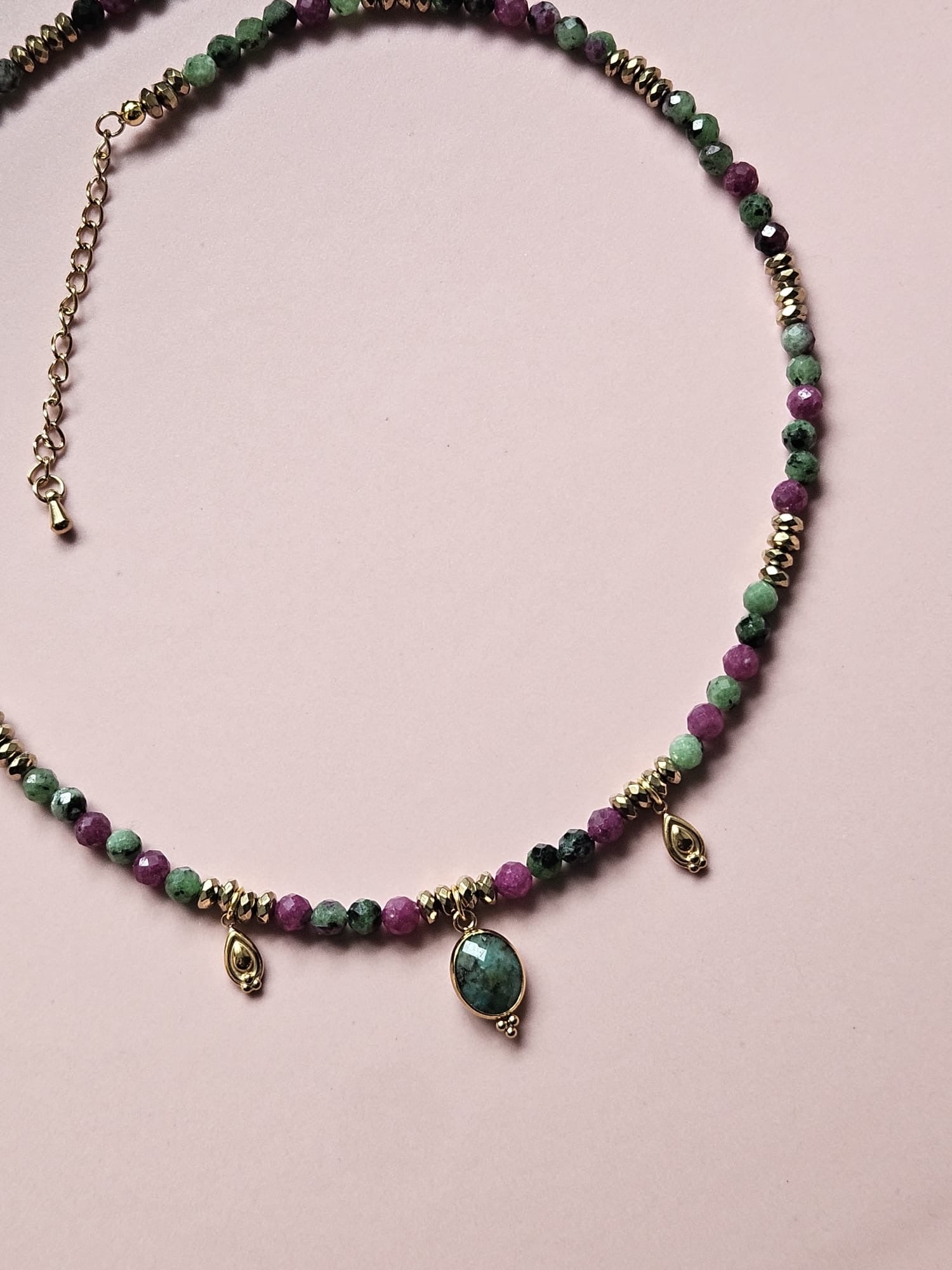 Collier Divina - Rubis zoisite et Turquoise Africaine