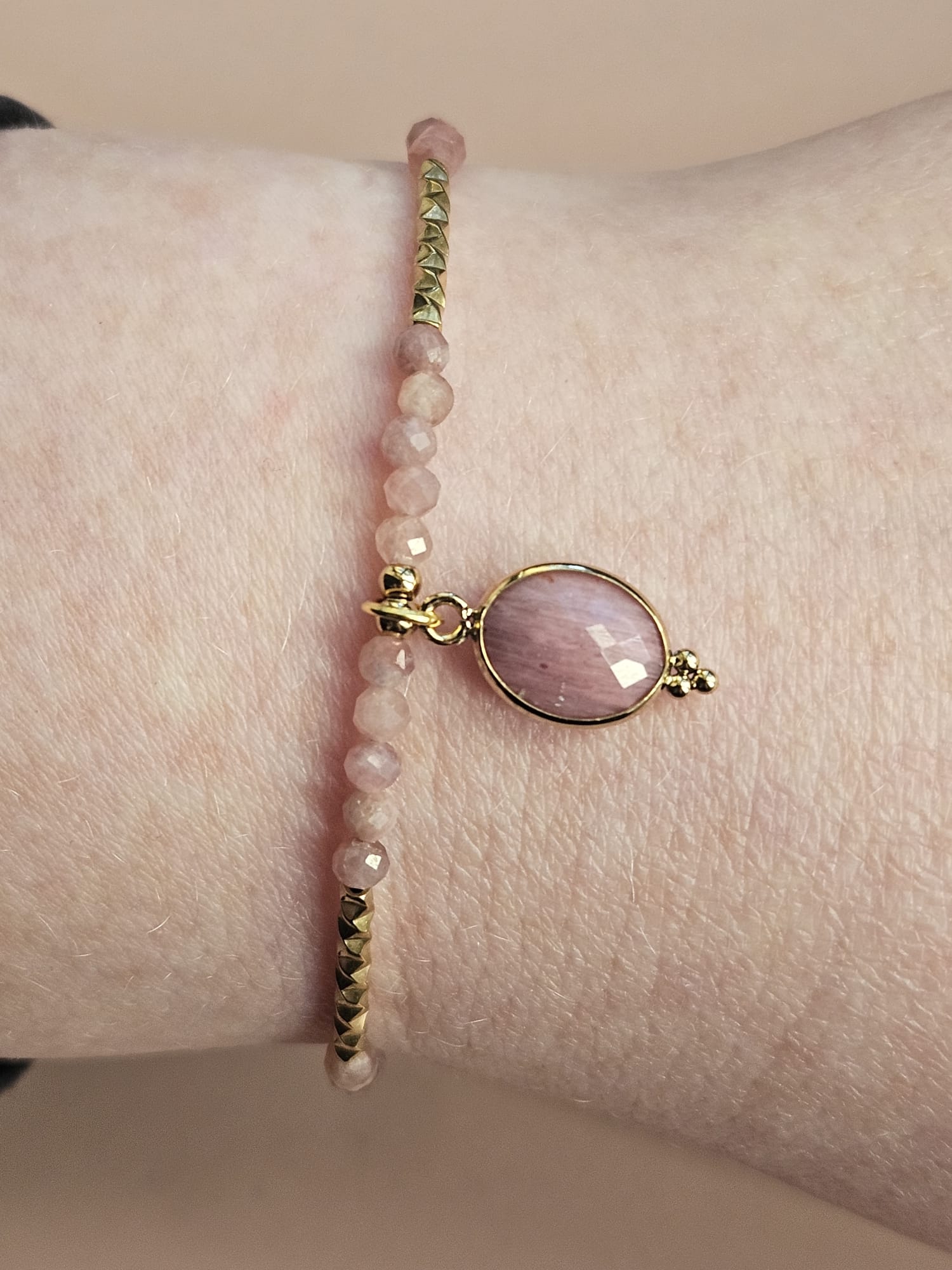 Bracelet Gloria - Améthyste ou Tourmaline Rose/Rhodonite
