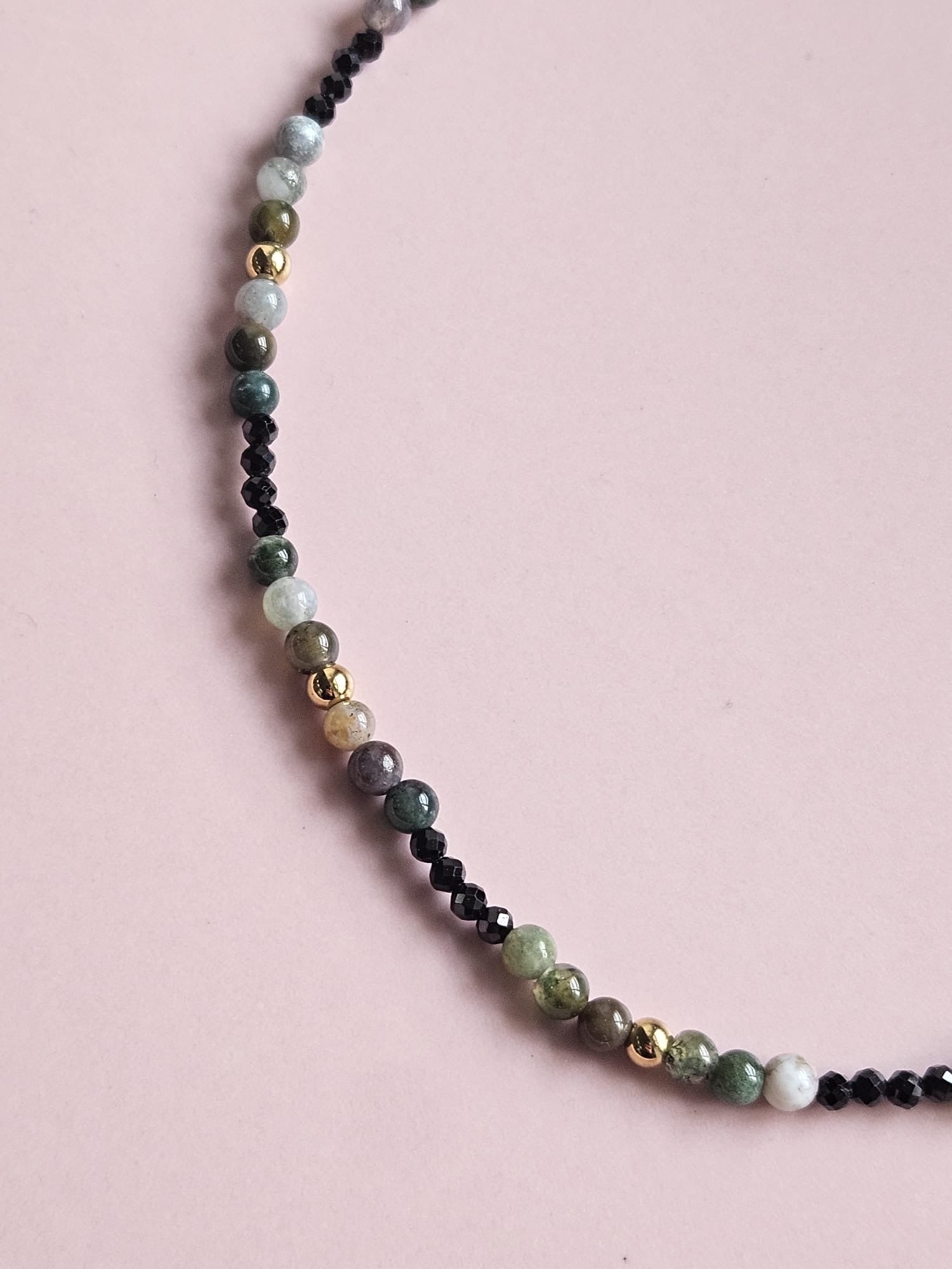 Parure Jeanne - Agate indienne et Spinelle Noire