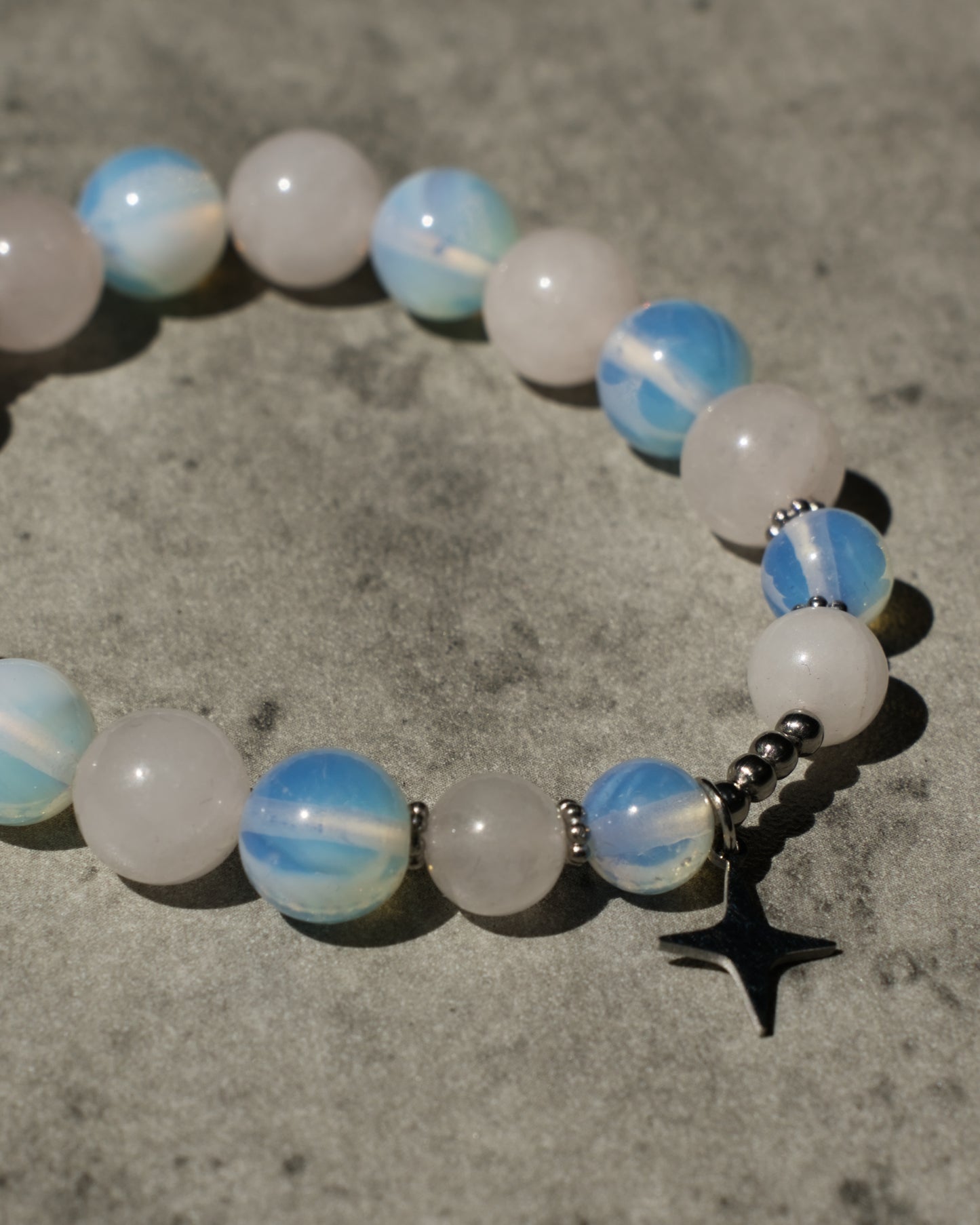 Bracelet Étoile - Pierre de Lune et Quartz Rose