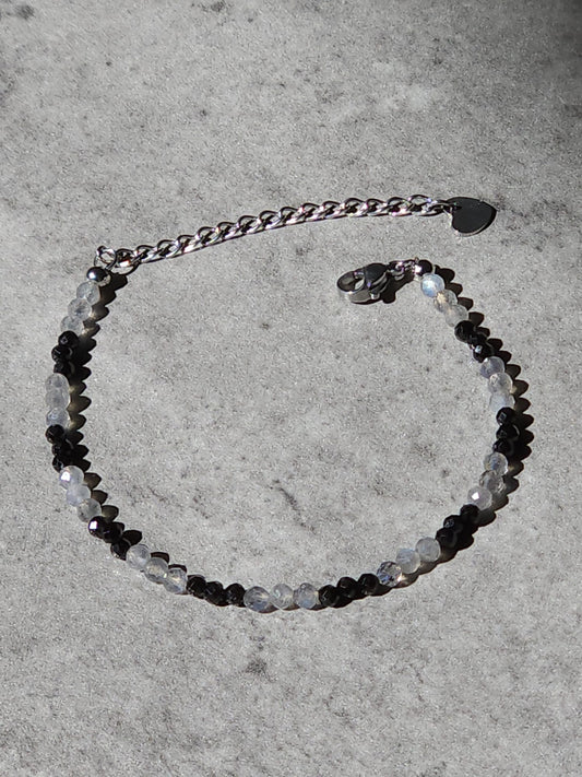 Bracelet Kaïa - Labradonite et Spinelle noire
