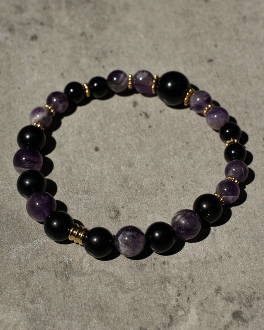 Bracelet Luna - Obsidienne et Améthyste