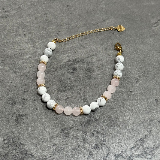 Bracelet Anaïs - Quartz rose et Howlite