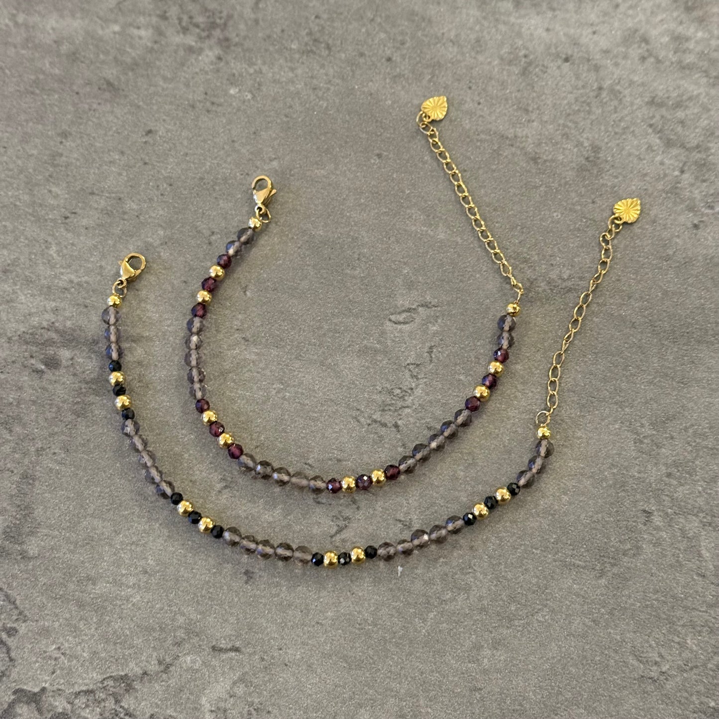 Bracelet Noma - Quartz fumé et Spinelle Noire ou Grenat Rouge