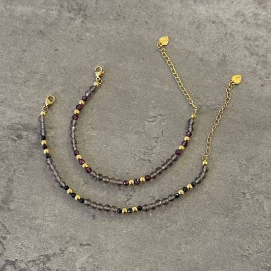 Bracelet Noma - Quartz fumé et Spinelle Noire ou Grenat Rouge